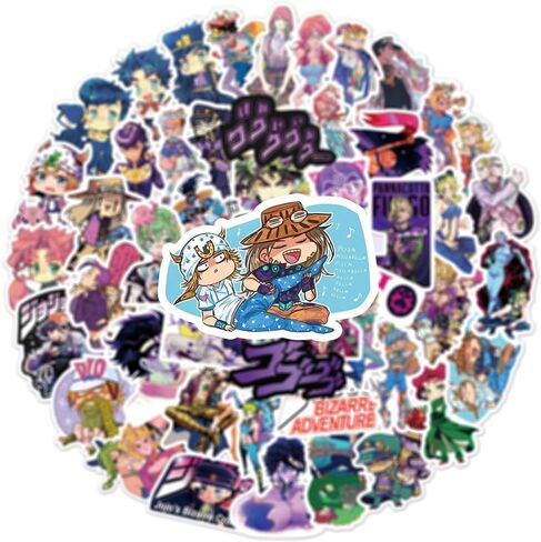 50PCS JoJo's Bizarre Adventure Stickers for Teens Adults Stickers for Water Bottles Laptop Journal Guitar Aesthetic Vinyl Waterproof Decals (Purple) in Kuwait