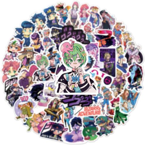 50PCS JoJo's Bizarre Adventure Stickers for Teens Adults Stickers for Water Bottles Laptop Journal Guitar Aesthetic Vinyl Waterproof Decals (Purple) in Kuwait