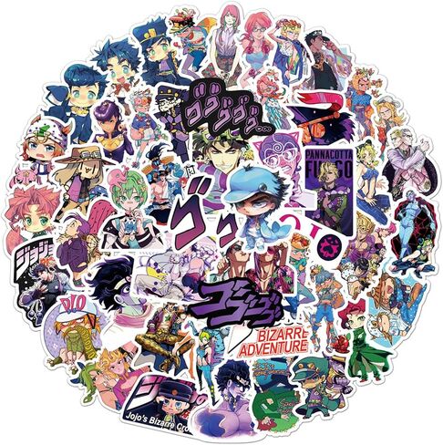 50PCS JoJo's Bizarre Adventure Stickers for Teens Adults Stickers for Water Bottles Laptop Journal Guitar Aesthetic Vinyl Waterproof Decals (Purple) in Kuwait