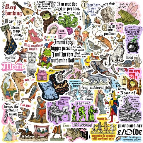 100PCS Sarcastic Medieval Stickers, Funny Medievalcore Stickers, Waterproof Vinyl Stickers for Water Bottle Journal in Kuwait