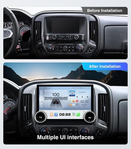 Replacement Radio for Chevy Silverado GMC Sierra - Car Stereo Wireless Carplay Android Auto 2014-2018 QLED Touch Screen Radio Upgrade GPS Navigation Head Unit Knobs (Double Knob 4+64G) in Saudi Arabia