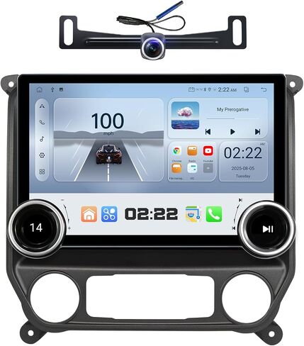Replacement Radio for Chevy Silverado GMC Sierra - Car Stereo Wireless Carplay Android Auto 2014-2018 QLED Touch Screen Radio Upgrade GPS Navigation Head Unit Knobs (Double Knob 4+64G) in Saudi Arabia