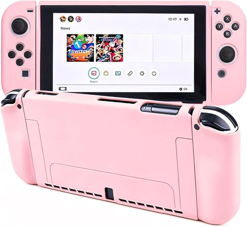 Protective Case for Nintendo Switch, Silicone Switch Case Ergonomic Grips Cover Soft Protective Cover Shock-Absorption & Anti-Scratch Slim Shell Travel Accessories Gifts for Girls, Pink in Kuwait