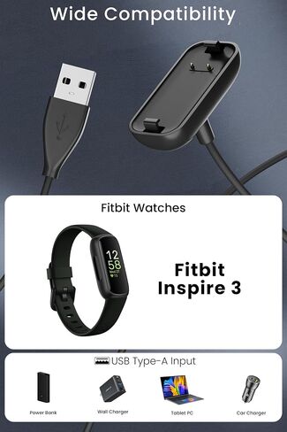 Compatible for Fitbit Inspire 3 Charger Replacement 3.3ft USB Fast Charging Cable for Fitbit Inspire 3 Smartwatch in Kuwait