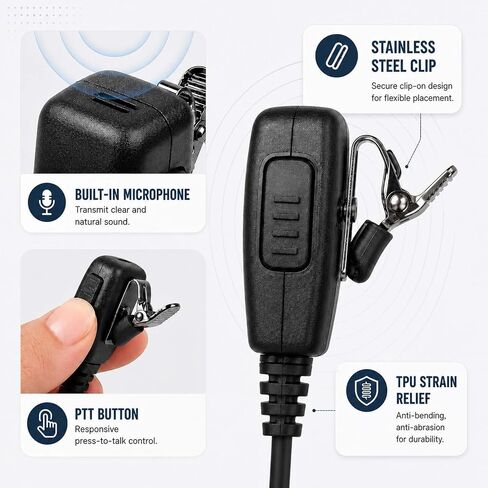 2-Pin K-Type G-Shape Earpiece with PTT Mic for Baofeng UV-5R/UV-82 in Kuwait