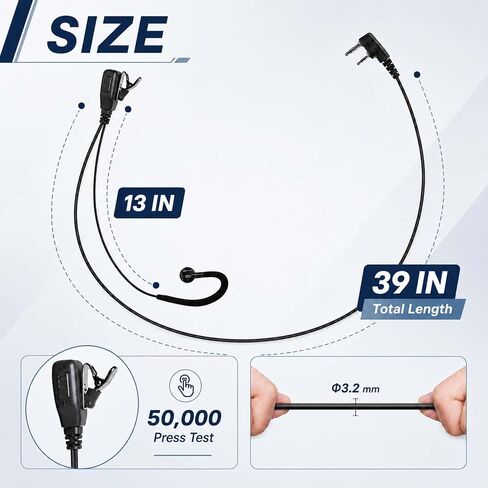 2-Pin K-Type G-Shape Earpiece with PTT Mic for Baofeng UV-5R/UV-82 in Kuwait