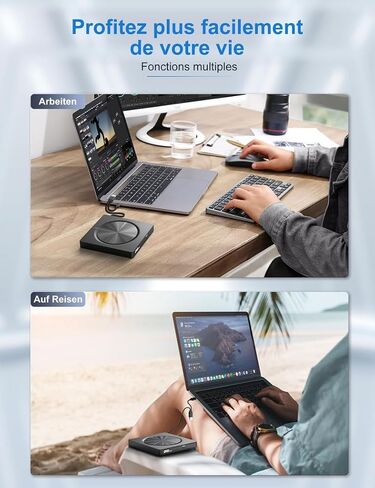 7-in-1 External DVD Drive USB 3.0, DVD-RW CD Burner with TF/SD Card Reader & USB Ports, Portable Slim Optical Drive for Laptop Desktop, Plug and Play in Kuwait