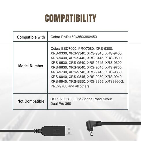 Lenink Power Cord Compatible with Cobra RAD 480i/350/380/450, Replacement Cord Cable USB Charger Compatible with Most Cobra Radar Detectors (1m/3.28ft) in Kuwait