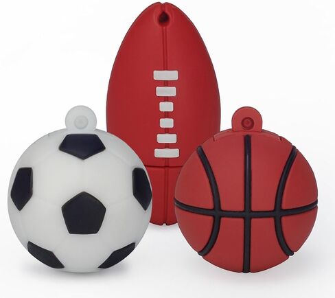 32GB Cute USB Flash Drive 3 Pack, Sports Ball Shape USB 2.0 Computer Memory Stick Pendrive Flash Disk Jump Drive (Football+Basketball+Rugby) in Kuwait