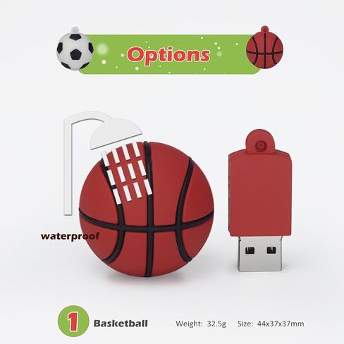 32GB Cute USB Flash Drive 3 Pack, Sports Ball Shape USB 2.0 Computer Memory Stick Pendrive Flash Disk Jump Drive (Football+Basketball+Rugby) in Kuwait