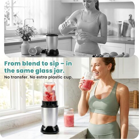 Adapter for Magic Bullet Blender & Wide-Mouth Mason Jar — 1-Pack Connector + 3-Pack Silicone Sealing Rings, Only Compatible with MB1001 250W Blender and Ball Jars in 16oz, 32oz, and 64oz in Kuwait