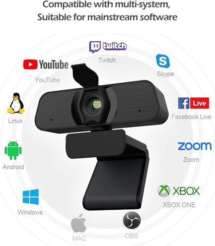 Webcam with Microphone 1080P HD for Streaming Conference Live Broadcast Recording Gaming Online Classes Desktop Laptop Windows in Kuwait