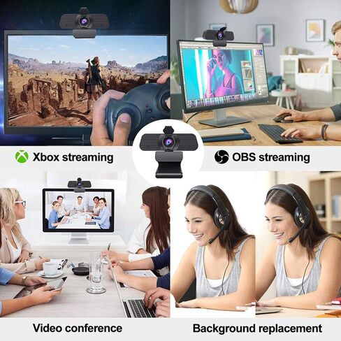 Webcam with Microphone 1080P HD for Streaming Conference Live Broadcast Recording Gaming Online Classes Desktop Laptop Windows in Kuwait