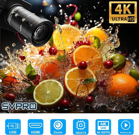 SVPRO 4K 60FPS USB3.0 HDMI Camera, Manual Focus Webcam with 10-55mm Zoom Lens, H.264 High Speed UVC Lightburn Cameras for Computer, Compatible for Windows Mac Linux Android TV in Kuwait