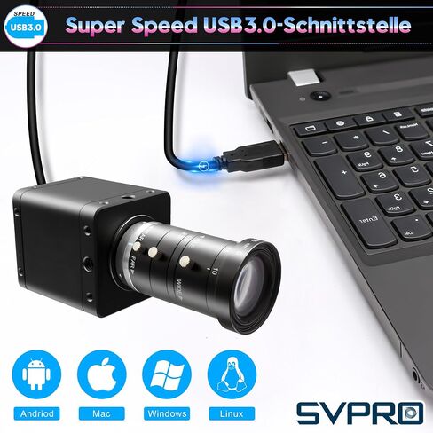 SVPRO 4K 60FPS USB3.0 HDMI Camera, Manual Focus Webcam with 10-55mm Zoom Lens, H.264 High Speed UVC Lightburn Cameras for Computer, Compatible for Windows Mac Linux Android TV in Kuwait