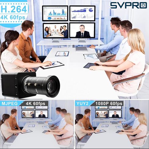 SVPRO 4K 60FPS USB3.0 HDMI Camera, Manual Focus Webcam with 10-55mm Zoom Lens, H.264 High Speed UVC Lightburn Cameras for Computer, Compatible for Windows Mac Linux Android TV in Kuwait