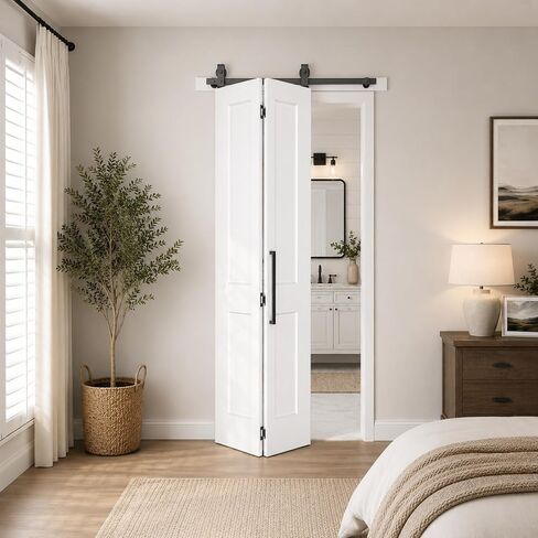 BarnSmith 36 in.x 84 in. Bifold Barn Door, 2-Panel White Primed Bifold Door in Kuwait