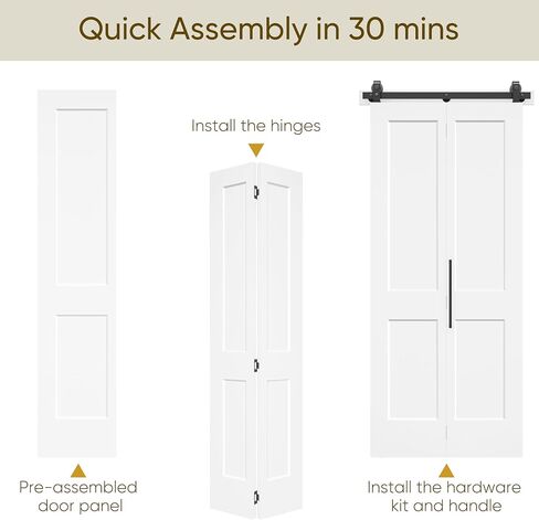 BarnSmith 36 in.x 84 in. Bifold Barn Door, 2-Panel White Primed Bifold Door in Kuwait