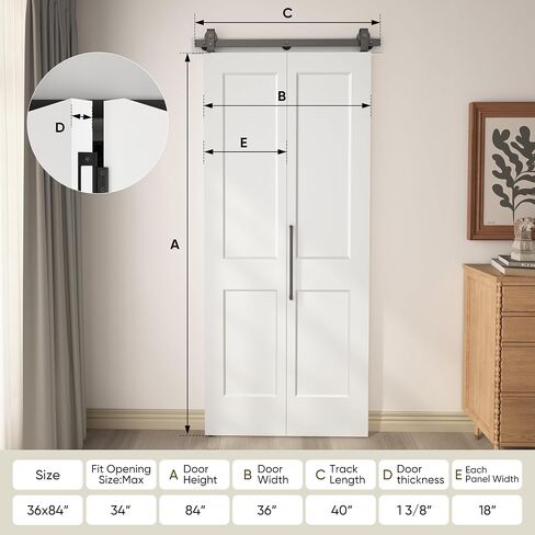 BarnSmith 36 in.x 84 in. Bifold Barn Door, 2-Panel White Primed Bifold Door in Kuwait