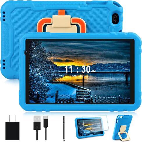 Tablet 10 inch Android Tablets 4GB+64GB+1TB Expand, 8000mAh Octa-Core Eletronic Tablet with Drop-Proof Case, 1280 x 800 HD IPS Display, GPS, 5G WiFi, Dual Camera, Split-Screen, Widevine L1 -Blue in Kuwait