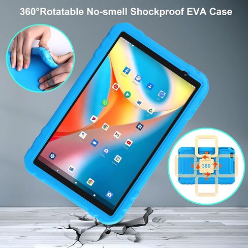 Tablet 10 inch Android Tablets 4GB+64GB+1TB Expand, 8000mAh Octa-Core Eletronic Tablet with Drop-Proof Case, 1280 x 800 HD IPS Display, GPS, 5G WiFi, Dual Camera, Split-Screen, Widevine L1 -Blue in Kuwait