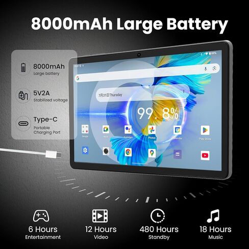 Android 15 Tablet 11 Inch, 20GB RAM 128GB ROM 1TB Expandable, 5G/2.4G WiFi6 in Kuwait