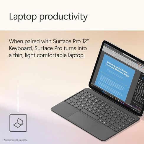 Microsoft Surface Pro 2 in 1 Laptop Tablet, 12" Touchscreen, 45 Tops AI Copilot NPU, 16GB RAM, 256GB Storage, Keyboard, Slim Pen, MS 365, USB-C Fast Charger, Windows 11 (Renewed) in Kuwait
