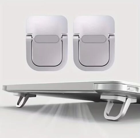 Adjustable Laptop Stand, Portable Laptop Riser, Laptop Stand for Desk Foldable, Ergonomic Computer Notebook Holder, Office Desk Accessories- Silver in Kuwait