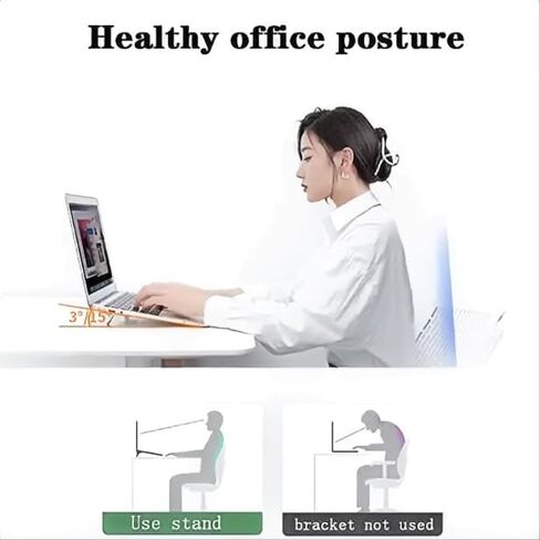 Adjustable Laptop Stand, Portable Laptop Riser, Laptop Stand for Desk Foldable, Ergonomic Computer Notebook Holder, Office Desk Accessories- Silver in Kuwait