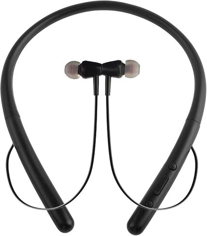 Bluetooth Headphones Wireless Neckband Bluetooth 5.0 Headset with 20 H Playtime, 10 mm Drivers, Magnetic Earbuds, Crystal-Clear Voice and Noise Cancelling Mic, Sweatproof and Lightweight (Black) in Saudi Arabia
