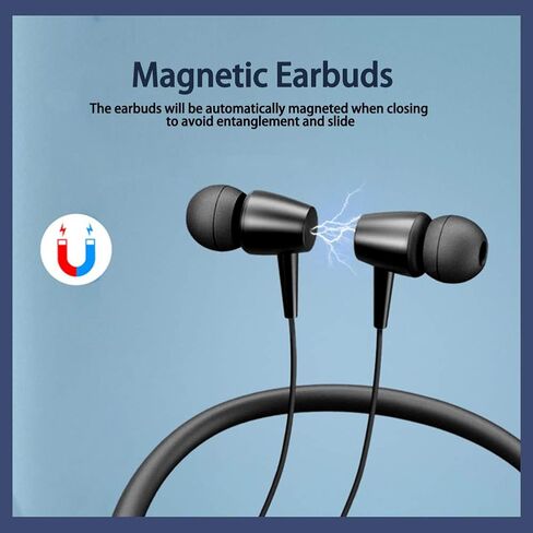 Bluetooth Headphones Wireless Neckband Bluetooth 5.0 Headset with 20 H Playtime, 10 mm Drivers, Magnetic Earbuds, Crystal-Clear Voice and Noise Cancelling Mic, Sweatproof and Lightweight (Black) in Saudi Arabia