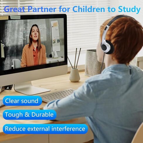 12 Pack Type C Classroom Headphones Bulk for Kids Durable Wired Over Ear School Headsets with Microphone, Hearing Protection for iPad, Tablets, School Students, Online Learning in Saudi Arabia