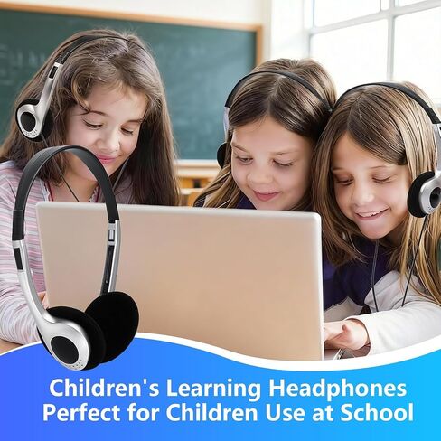 12 Pack Type C Classroom Headphones Bulk for Kids Durable Wired Over Ear School Headsets with Microphone, Hearing Protection for iPad, Tablets, School Students, Online Learning in Saudi Arabia