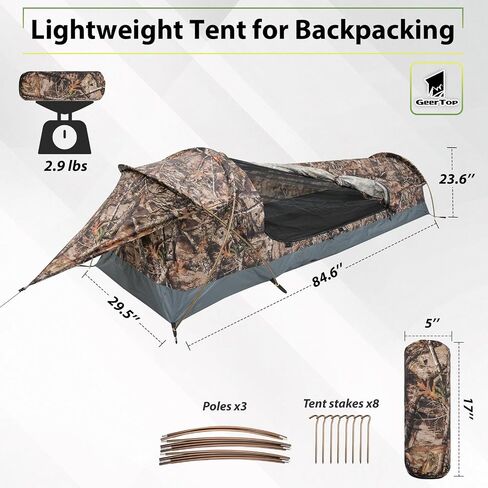 GEERTOP Ultralight Bivy Tent, 1 Person Backpacking Tent for Camping in Kuwait