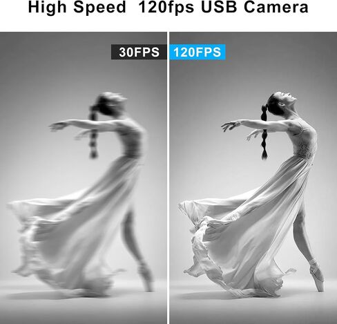 120fps High Speed Global Shutter USB Camera,800P@120fps 480P@210fps No Distortion Monochrome Lens,UVC Plug and Play for PC Laptop Android Lightburn Robotics 3D Printing Motion Capture in Kuwait
