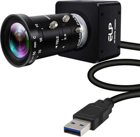 20MP 5K Ultra HD USB3.0 Camera,5120x3840 27.5fps High Frame Rate Webcam,10-55mm 5X Manual Varifocal Zoom Lens,Plug & Play Compatible with Jetson Nano Windows Linux Mac for Industrial Vision in Kuwait