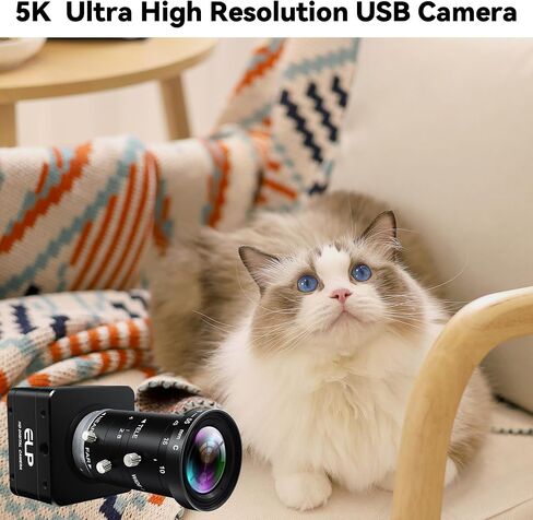 20MP 5K Ultra HD USB3.0 Camera,5120x3840 27.5fps High Frame Rate Webcam,10-55mm 5X Manual Varifocal Zoom Lens,Plug & Play Compatible with Jetson Nano Windows Linux Mac for Industrial Vision in Kuwait