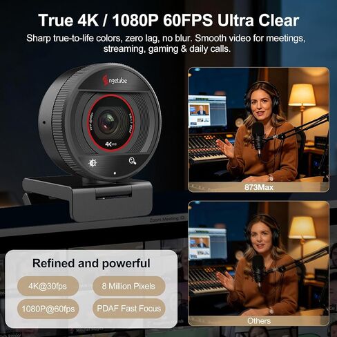 Angetube 4K Webcam for PC&Mac, 1080P@60fps Autofocus Webcam with Microphone in Kuwait