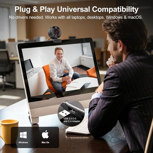 Angetube 4K Webcam for PC&Mac, 1080P@60fps Autofocus Webcam with Microphone in Kuwait