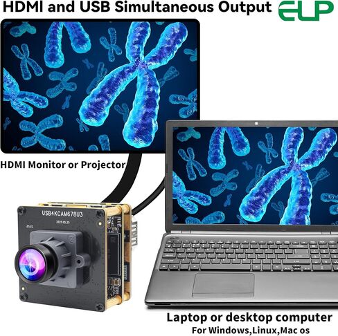 ELP 4K 60fps USB3.0 HDMI Camera Module H.264 Wide Angle High Speed UVC Lightburn Cameras for Computer Low Illumination Simultaneous Output Webcam M12 90° Web_Camera for Windows Linux Mac TV Projector in Kuwait