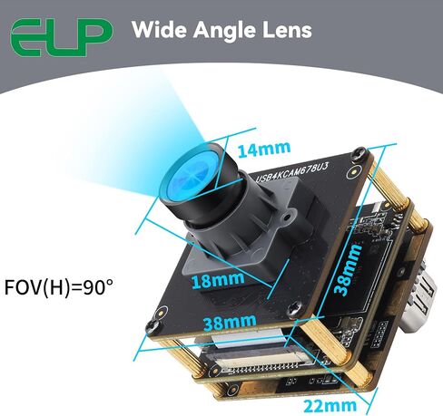 ELP 4K 60fps USB3.0 HDMI Camera Module H.264 Wide Angle High Speed UVC Lightburn Cameras for Computer Low Illumination Simultaneous Output Webcam M12 90° Web_Camera for Windows Linux Mac TV Projector in Kuwait