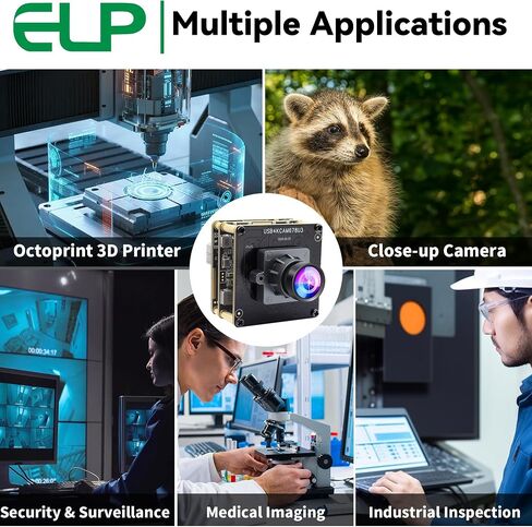 ELP 4K 60fps USB3.0 HDMI Camera Module H.264 Wide Angle High Speed UVC Lightburn Cameras for Computer Low Illumination Simultaneous Output Webcam M12 90° Web_Camera for Windows Linux Mac TV Projector in Kuwait