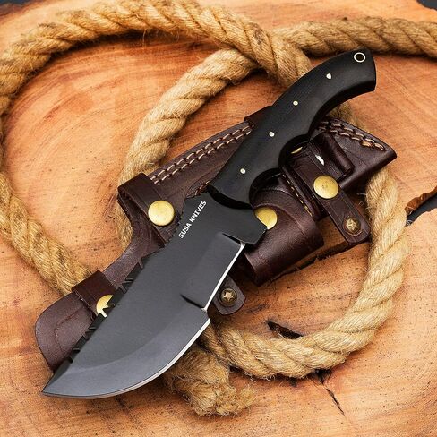 Handmade D2 Steel Tracker Knife - Survival Knife - Camping - Black Tactical Knife - Hunting with Sheath Horizontal Carry Fixed Blade (FORGED TRACKER) in Kuwait