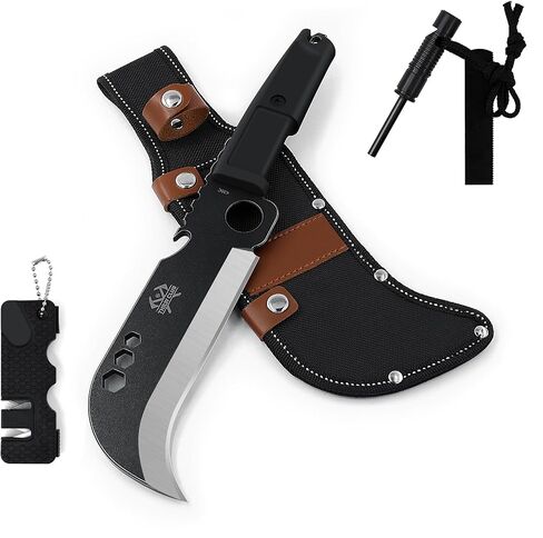 Billhook Sickle Machete, 12.2" Sharp Machette for Yard Work, Machete for Cutting Trees Heavy Duty, Gardening Machetes with No-Slip Rubber Handle, Sickle Knife Billhook for Grass in Kuwait