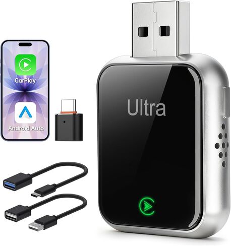 Ultra Mini Wireless CarPlay & Android Auto Adapter,Plug & Play,No Lag in Kuwait