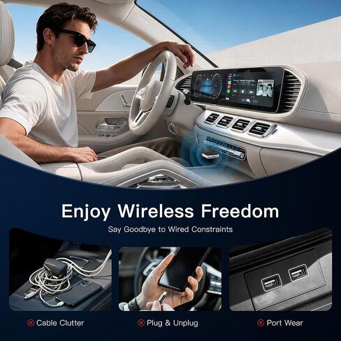 Ultra Mini Wireless CarPlay & Android Auto Adapter,Plug & Play,No Lag in Kuwait