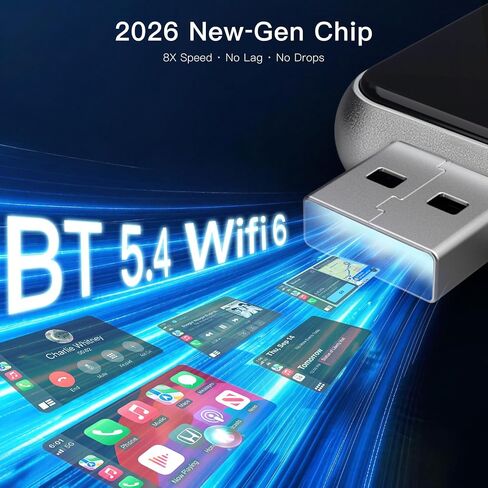 Ultra Mini Wireless CarPlay & Android Auto Adapter,Plug & Play,No Lag in Kuwait