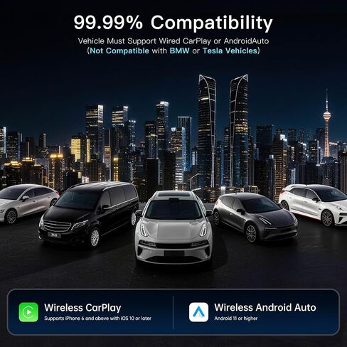 Ultra Mini Wireless CarPlay & Android Auto Adapter,Plug & Play,No Lag in Kuwait