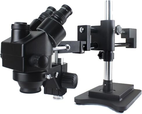 3.5X 90X Simul-Focal Double Boom Stand Trinocular Stereo Zoom Microscope Industrial Camera for Phone PCB Repair,Silver in Saudi Arabia