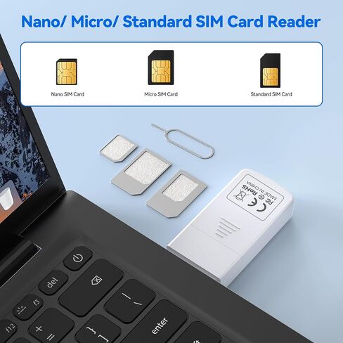 USB C SIM Card Reader – Includes SIM Card Adapter Kit & Eject Pin – Reads Nano/Micro/Standard SIM Cards – USB to SIM Adapter for Windows PC & Laptop – Edit & Backup Messages and Contacts in Kuwait